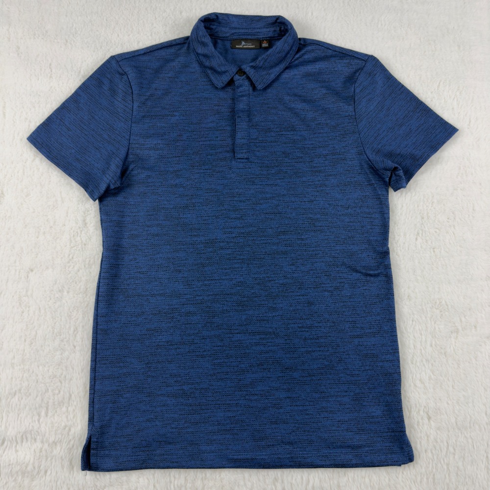 Marc Anthony Mens Small Slim Fit Blue Geometric Short Sleeve Polo Shirt